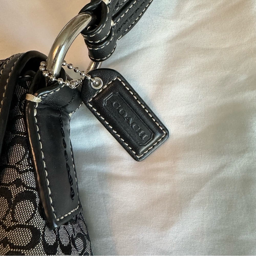 COACH Chic Black and Gray Shoulder Bag with silver buckle style - Picture 3 of 10